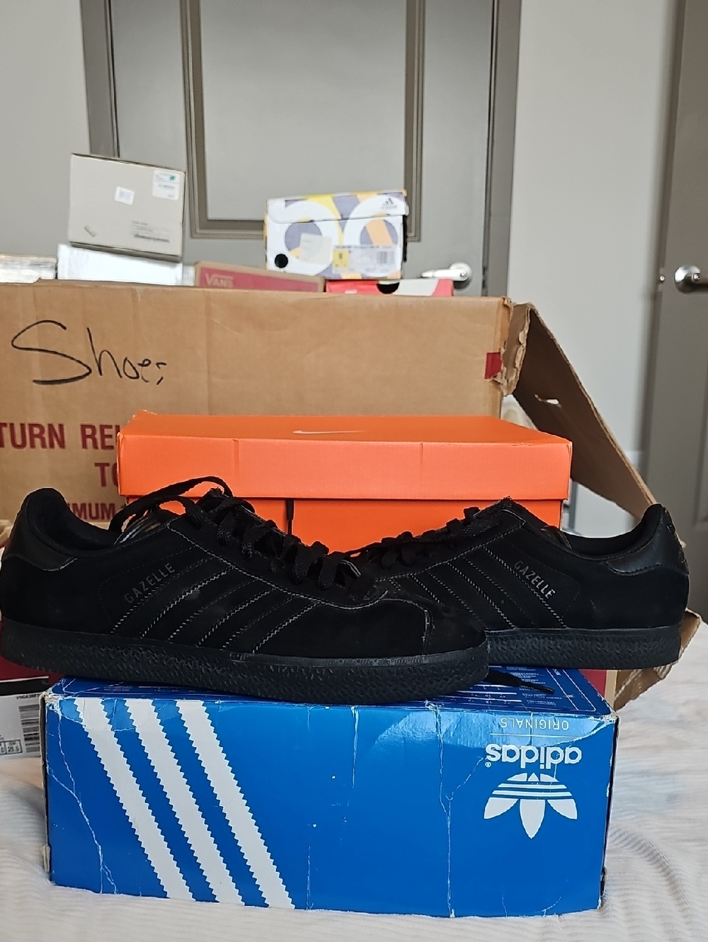 adidas Black Gazelle Low-Top Suede Sneakers